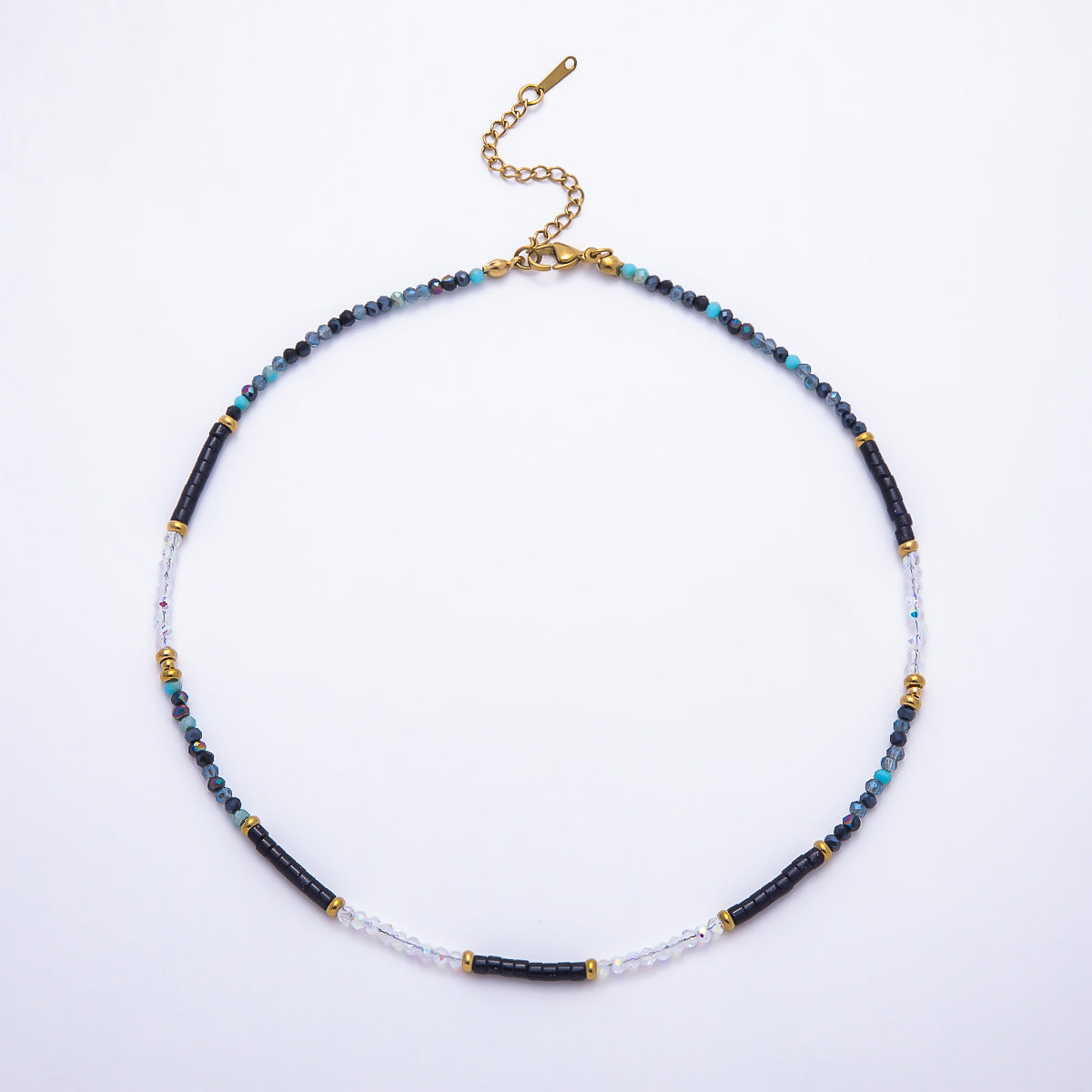 Handmade 4mm Multicolor Multifaceted Round Tube Gemstone Chain 16 Inch Necklace | WA-00095 ~ WA-00098