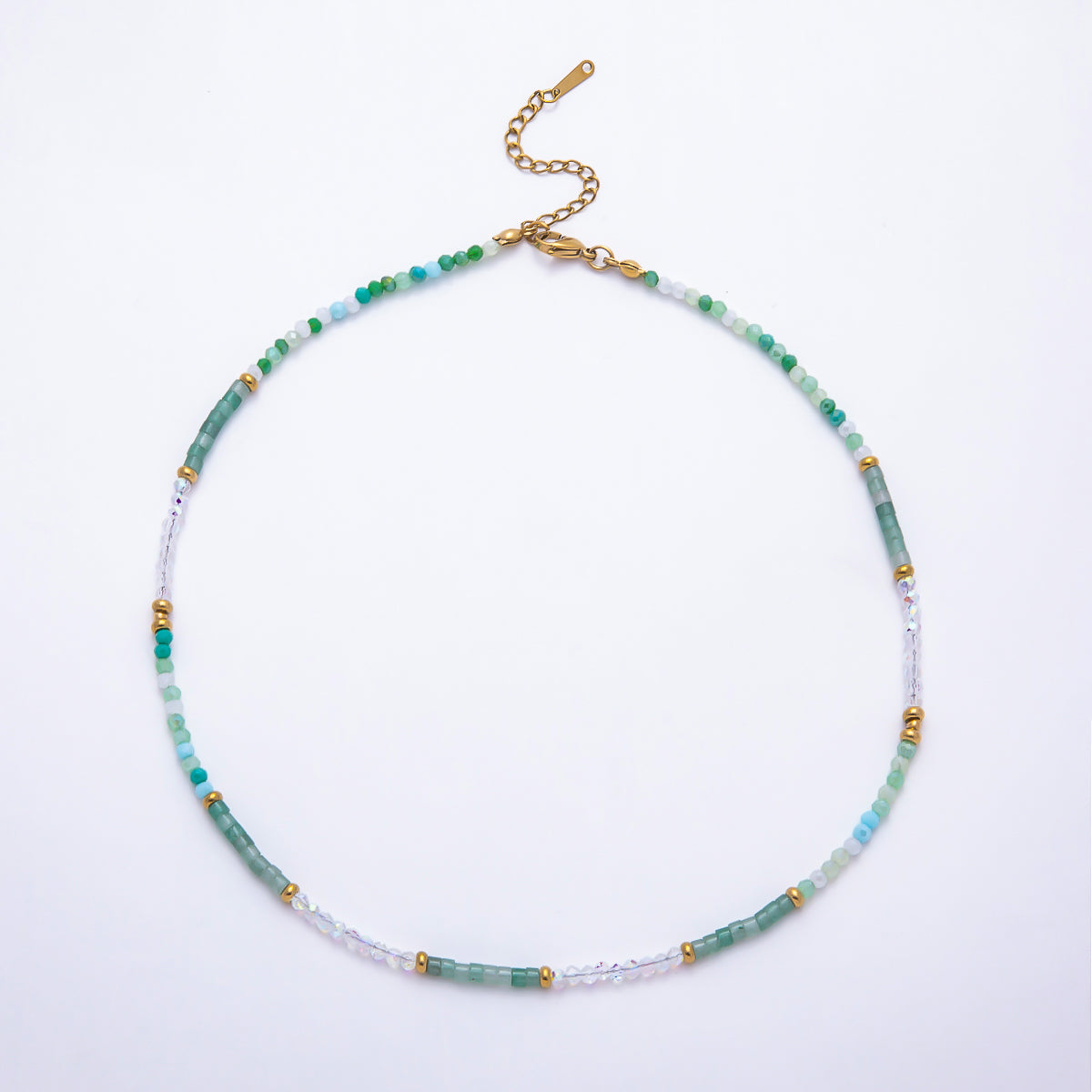 Handmade 4mm Multicolor Multifaceted Round Tube Gemstone Chain 16 Inch Necklace | WA-00095 ~ WA-00098
