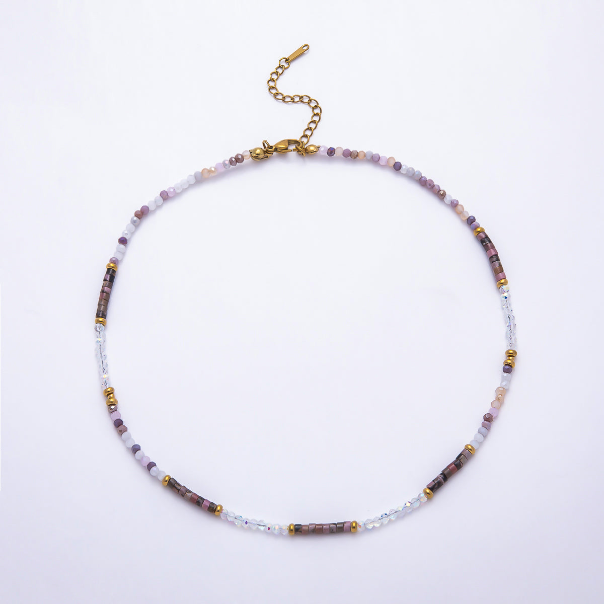 Handmade 4mm Multicolor Multifaceted Round Tube Gemstone Chain 16 Inch Necklace | WA-00095 ~ WA-00098