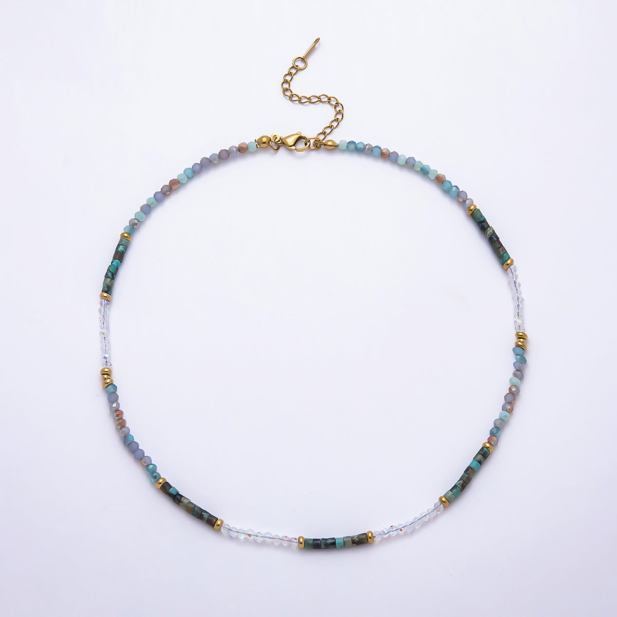Handmade 4mm Multicolor Multifaceted Round Tube Gemstone Chain 16 Inch Necklace | WA-00095 ~ WA-00098