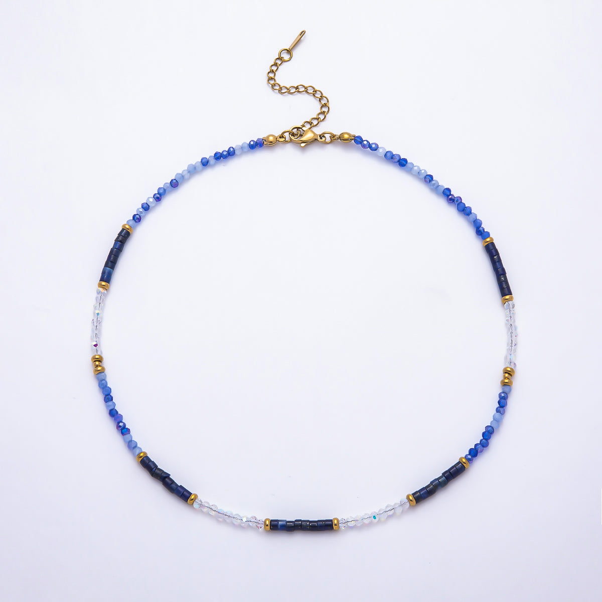 Handmade 4mm Multicolor Multifaceted Round Tube Gemstone Chain 16 Inch Necklace | WA-00095 ~ WA-00098
