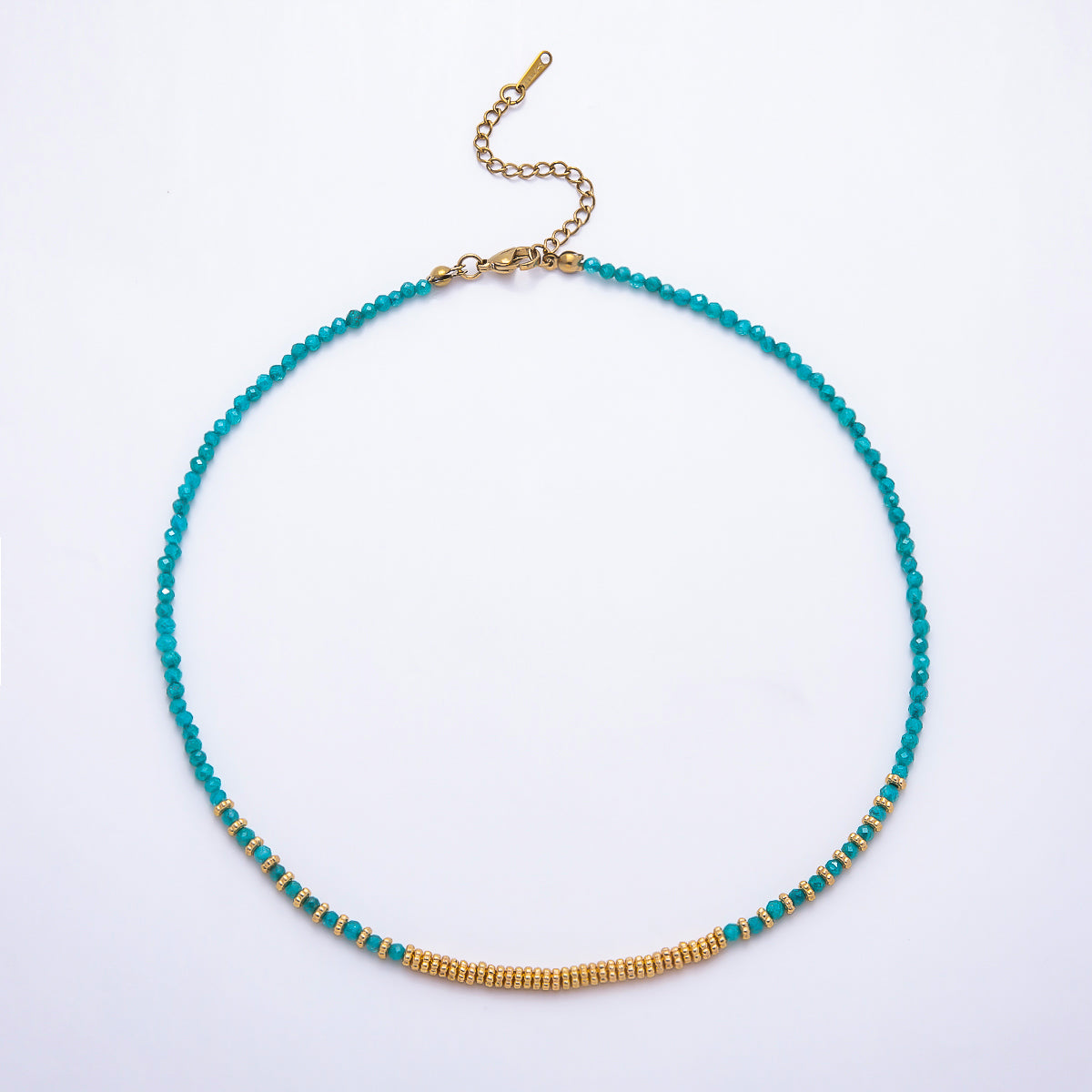 Handmade 4mm Turquoise, Garnet, Aventurine, Onyx, Peridot Multifaceted Gemstone Chain 16 Inch Necklace| WA-00115 - WA-00119