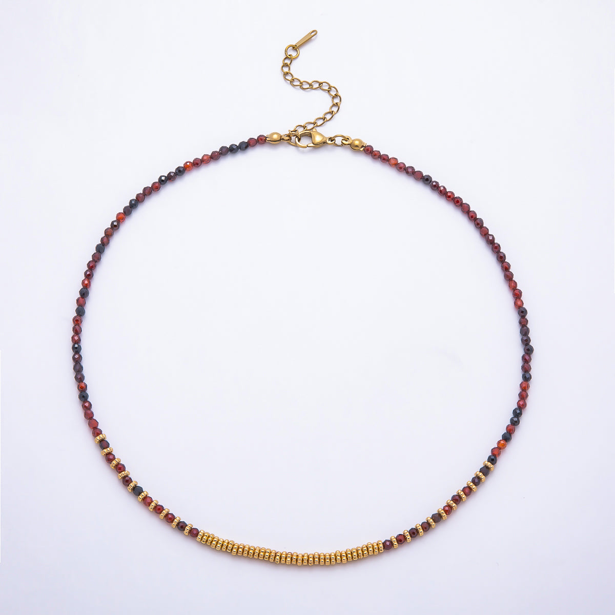 Handmade 4mm Turquoise, Garnet, Aventurine, Onyx, Peridot Multifaceted Gemstone Chain 16 Inch Necklace| WA-00115 - WA-00119