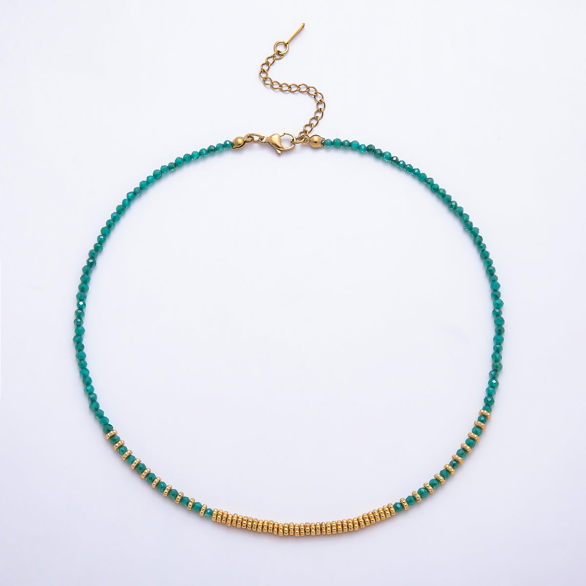 Handmade 4mm Turquoise, Garnet, Aventurine, Onyx, Peridot Multifaceted Gemstone Chain 16 Inch Necklace| WA-00115 - WA-00119