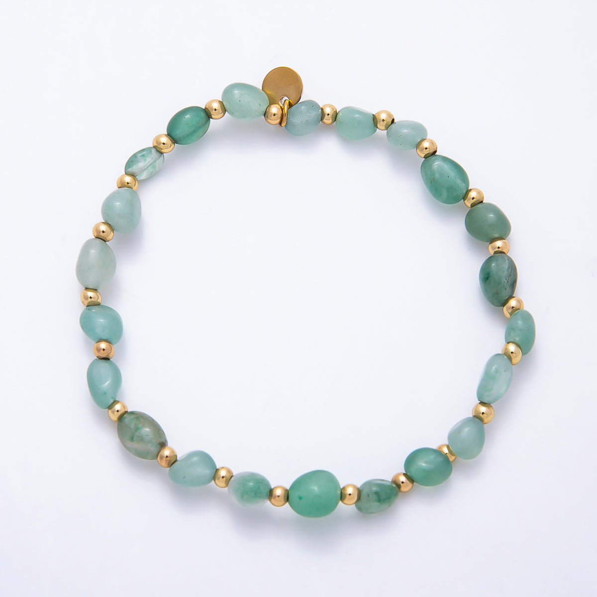 Stainless Steel PVD Gold Gemstone Pebble Bead 7.5 Inch Stretch Bracelet | WA-00120 ~ WA-00160