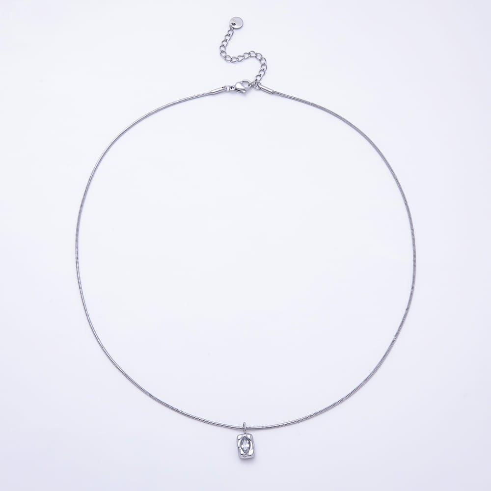 Stainless Steel 15mm Clear Marquise CZ Molten Snake Chain 18 Inch Necklace in Gold & Silver | WA-00164 WA-00165