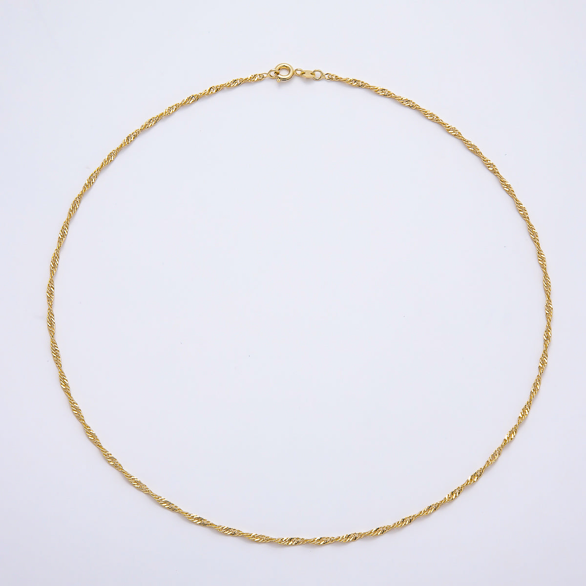 24K Gold Filled 2mm Minimalist Twist Singapore Chain 18 Inch Necklace | WA-00184