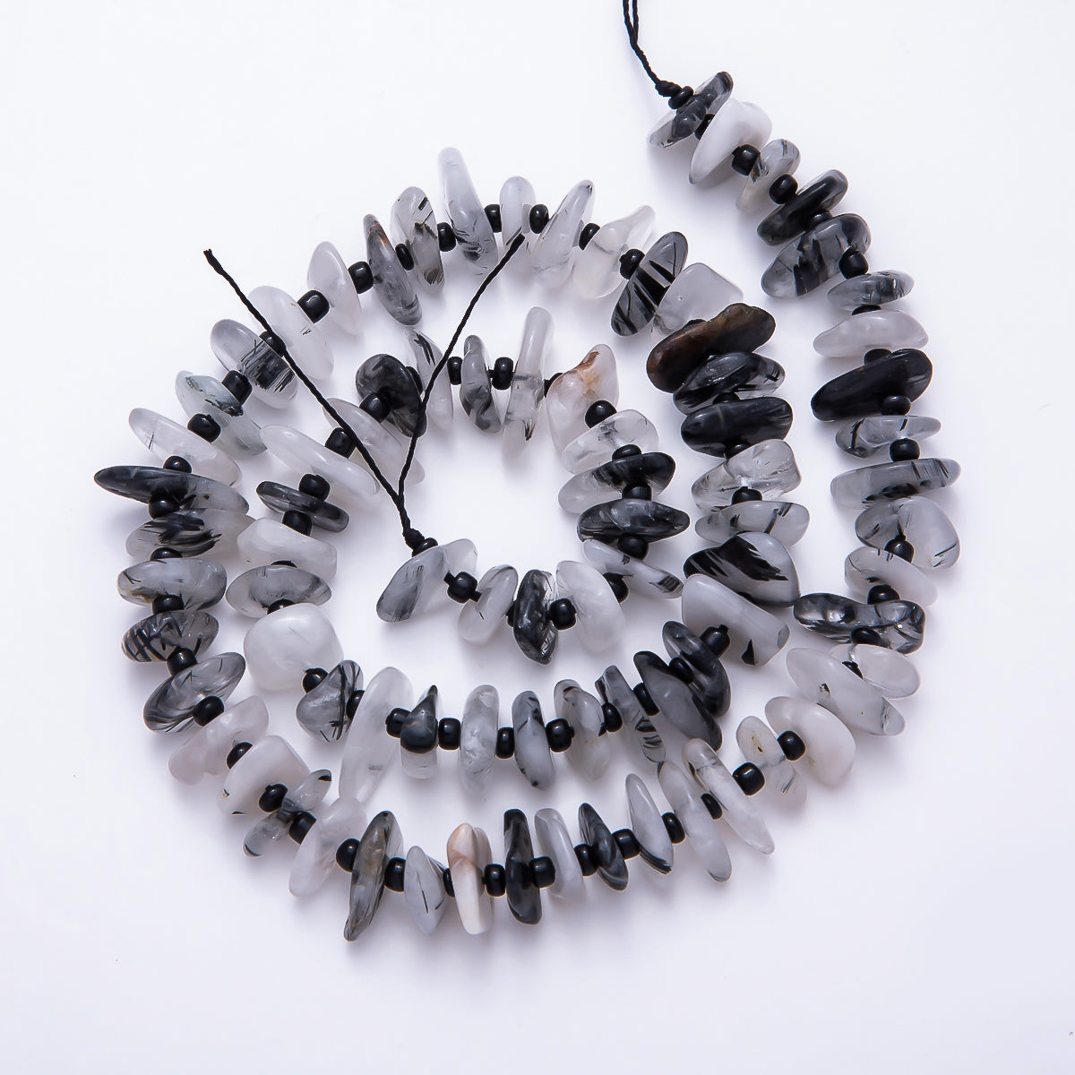 12mm Nero Marquina, Rose Quartz, Aquamarine, Kunzite, Amethyst, Lapis Lazuli Pebble Rondelle Natural Geometric Gemstone Strand Finding | WA-00211
