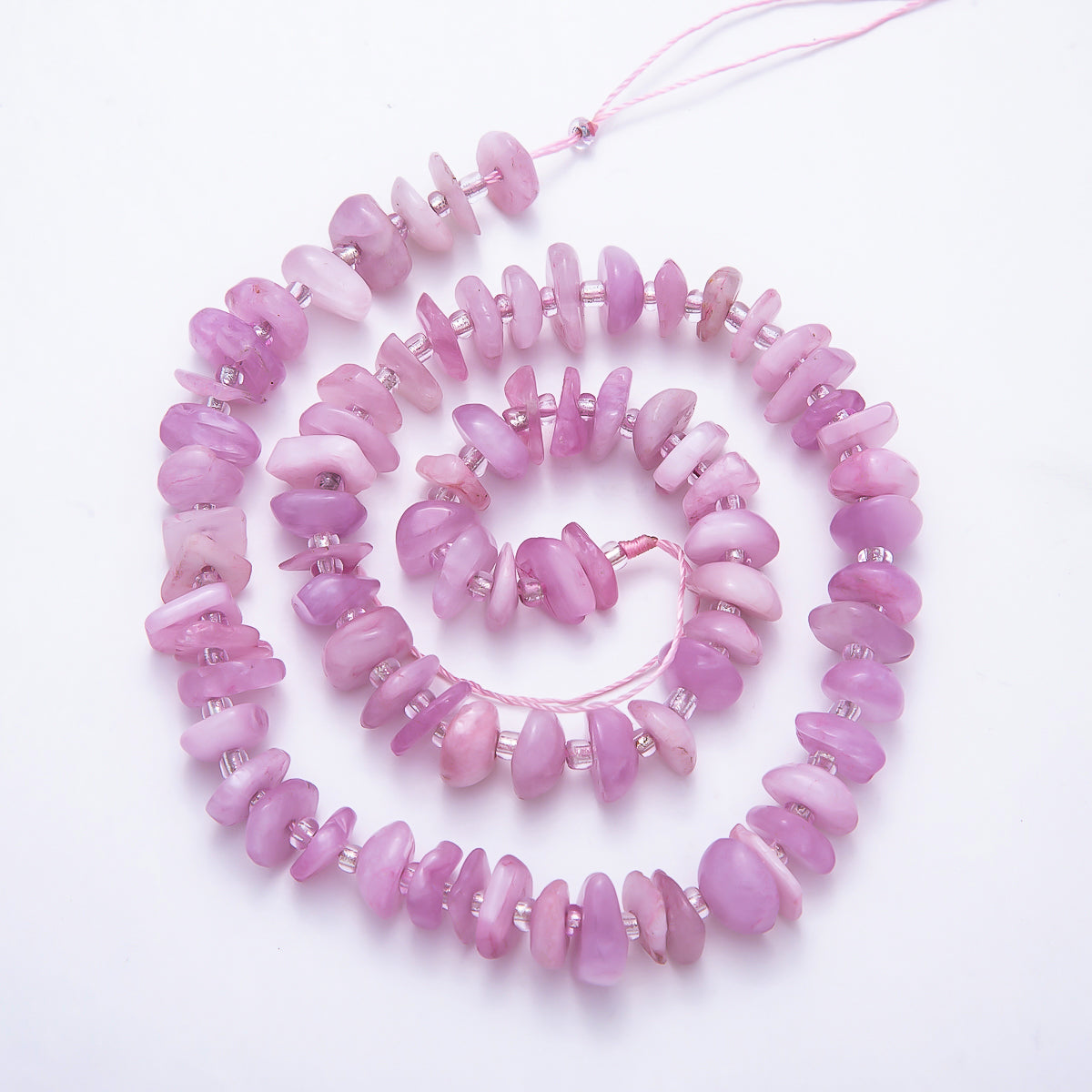 12mm Nero Marquina, Rose Quartz, Aquamarine, Kunzite, Amethyst, Lapis Lazuli Pebble Rondelle Natural Geometric Gemstone Strand Finding | WA-00211