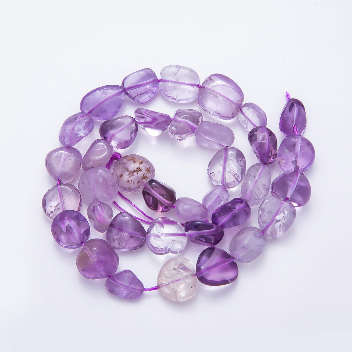12mm Purple Amethyst Pebble Natural Geometric Gemstone Strand Finding | WA-00265