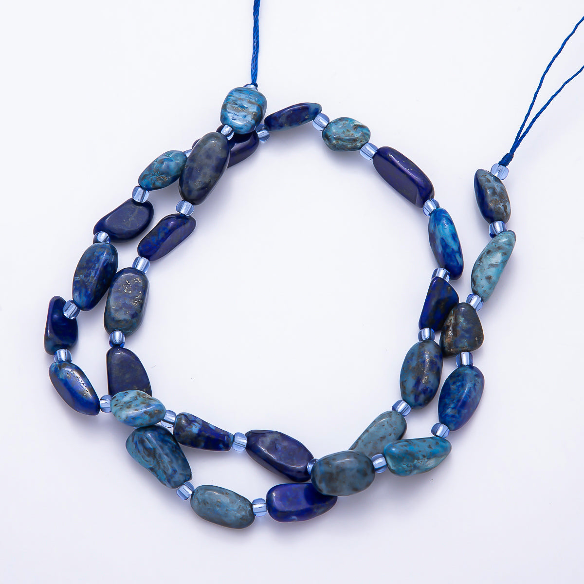 6mm Blue Lapis Lazuli Pebble Natural Geometric Gemstone Strand Finding | WA-00267