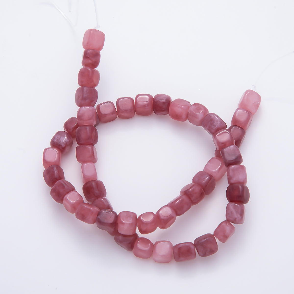 7.5mm Rose Quartz Cube Square Natural Geometric Gemstone Strand Finding | WA-00271