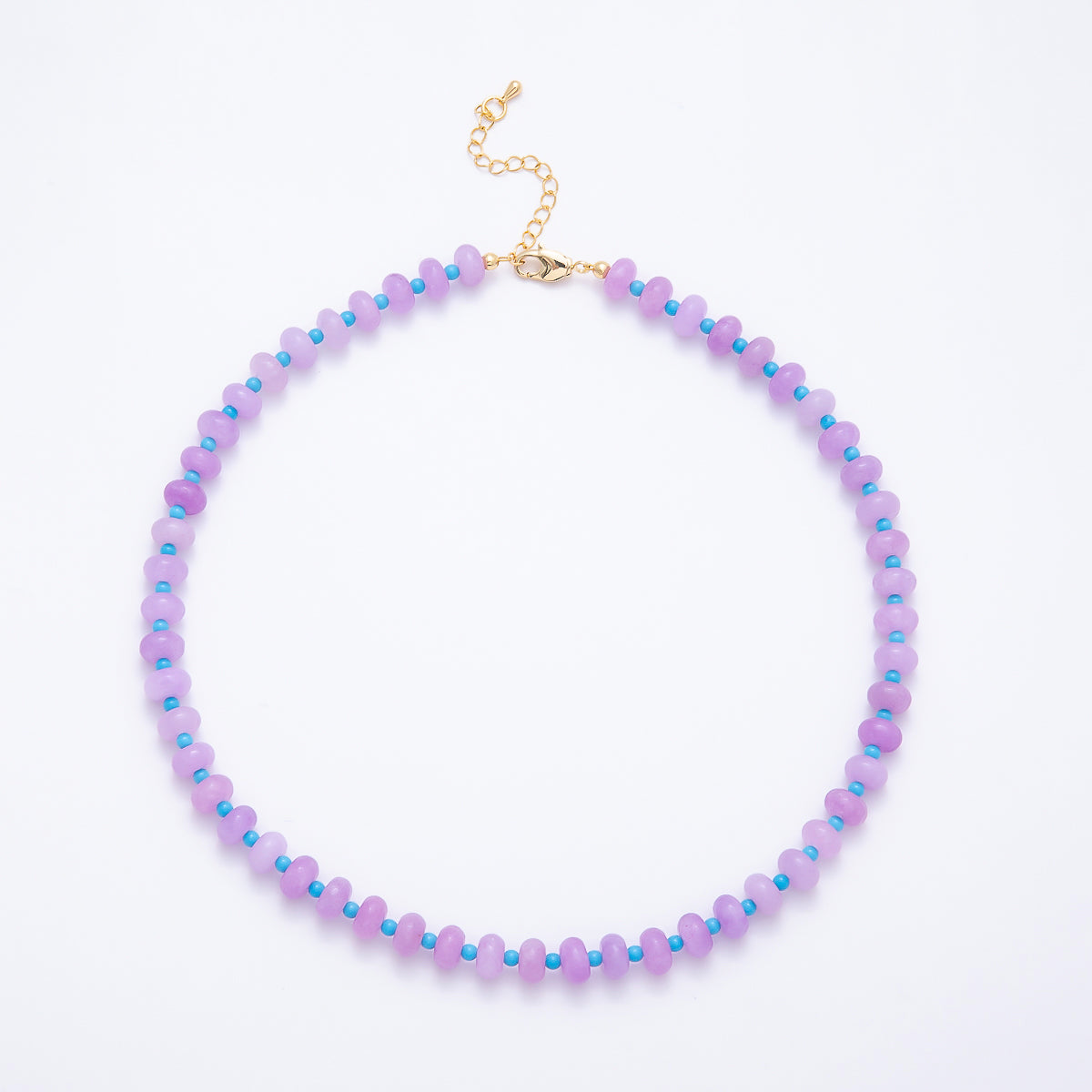18K Gold Filled 3mm Multicolor Spacer Rondelle Gemstone 16.5 Inch Choker Necklace | WA-00295