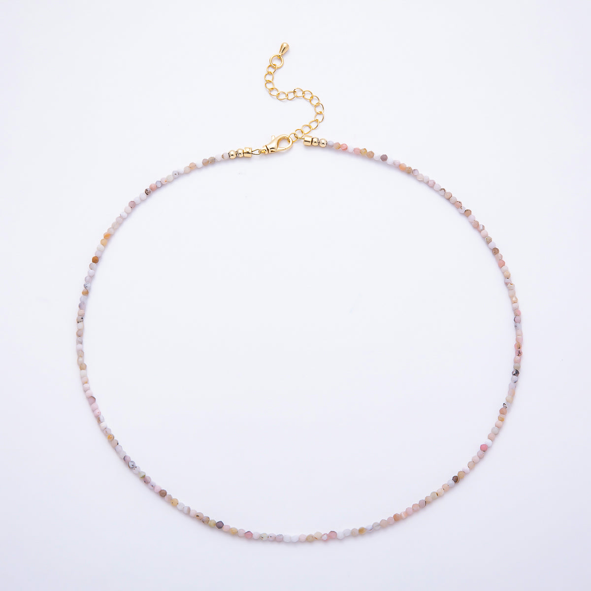 Handmade 2mm Multi Color Faceted Tiny Round Bead Strand Gemstone Chain 16.5 Inch Necklace | WA-00322 - WA-00324