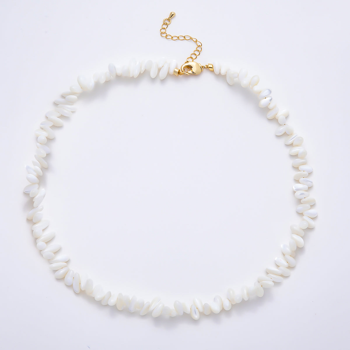 18K Gold Filled 7.5mm Yellow, White Shell Pearl Pebble Gemstone Chain 16.5 Inch Necklace | WA-00400 WA-00407
