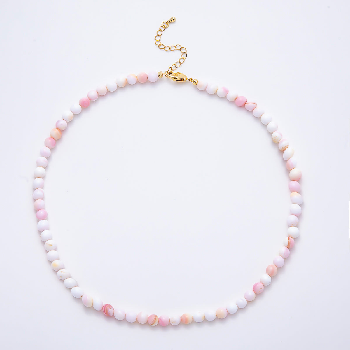 18K Gold Filled 6mm Morganite, Pink Round Gemstone Chain 16.65 Inch Necklace | WA-00408 WA-00414