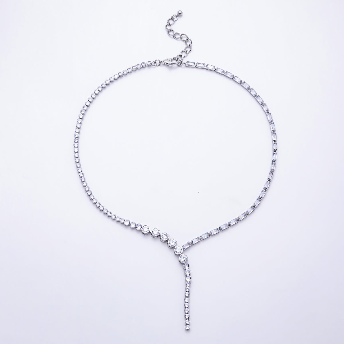 16K Gold Filled 6mm CZ Lariat Necklace Tennis Chain 17 Inch Choker Necklace | WA-00440  WA-00442