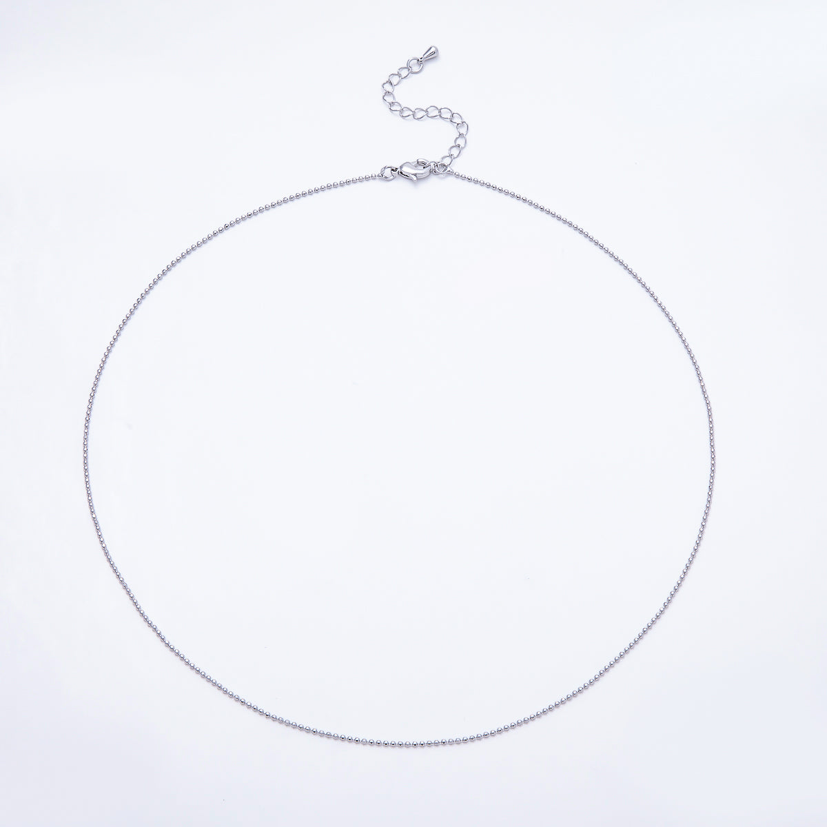 Silver 1.1mm Dainty Bead Ball Chain 18 Inch Choker Necklace | WA-00446