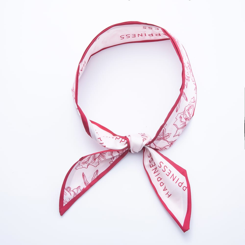 Floral & Patterned Printed Satin Twill Ribbon Scarf Necklace | WA-00549 - WA-00555
