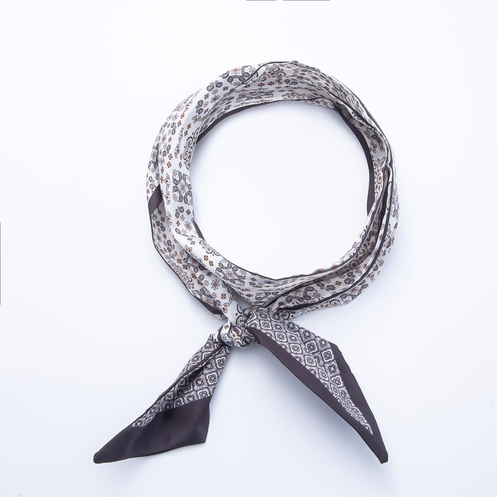 Ethnic Paisley & Boho Floral Printed Satin Twill Ribbon Scarf Necklace | WA-00565 - WA-00569