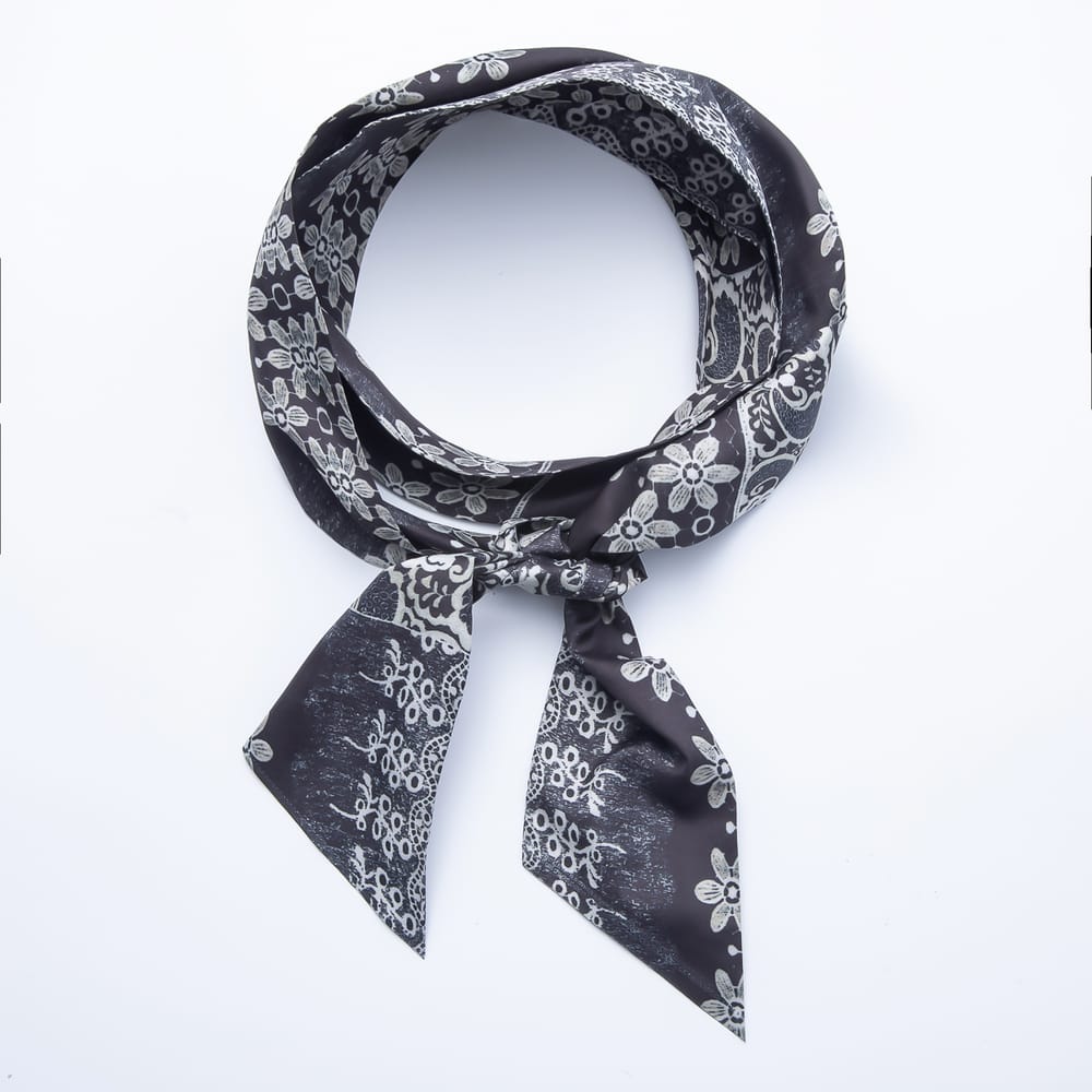 Ethnic Paisley & Boho Floral Printed Satin Twill Ribbon Scarf Necklace | WA-00565 - WA-00569
