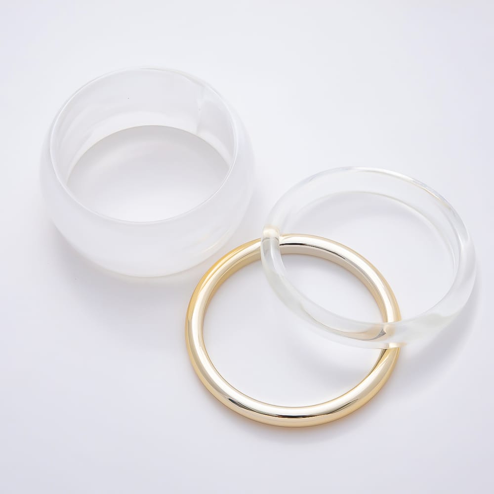Multicolor Marble Resin Chunky Stacked Triple Bangle Set Bracelet | WA-00646 ~ WA-00649