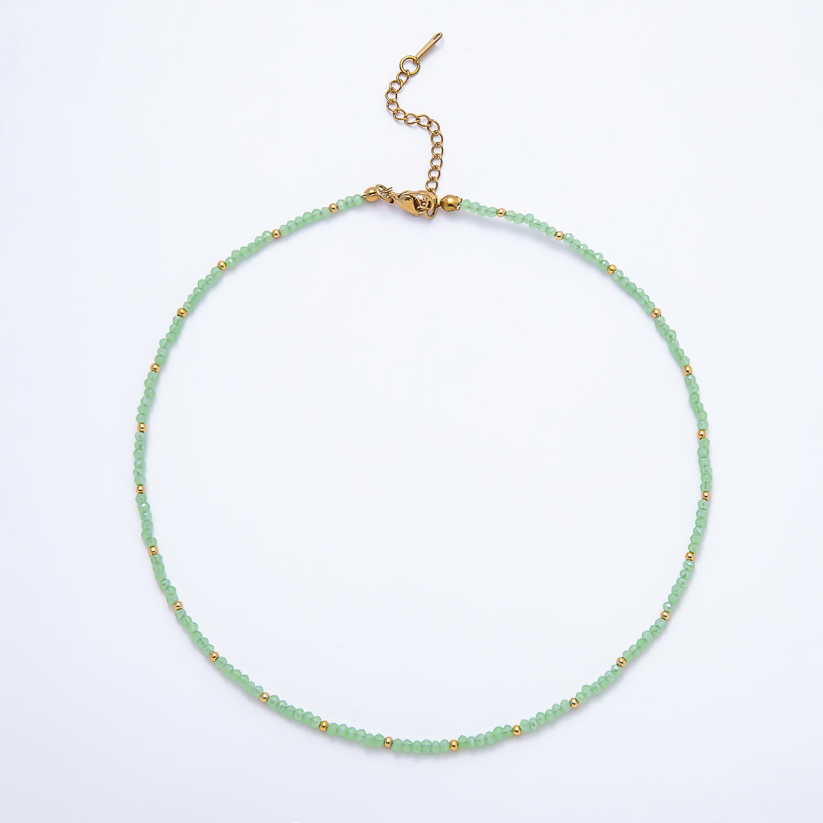 Handmade 2mm Blue, Clear, Light Blue, Green Multifaceted Crystal Gemstone Chain 16 Inch Necklace | WA-00562 WA-00582 WA-00654 WA-00660