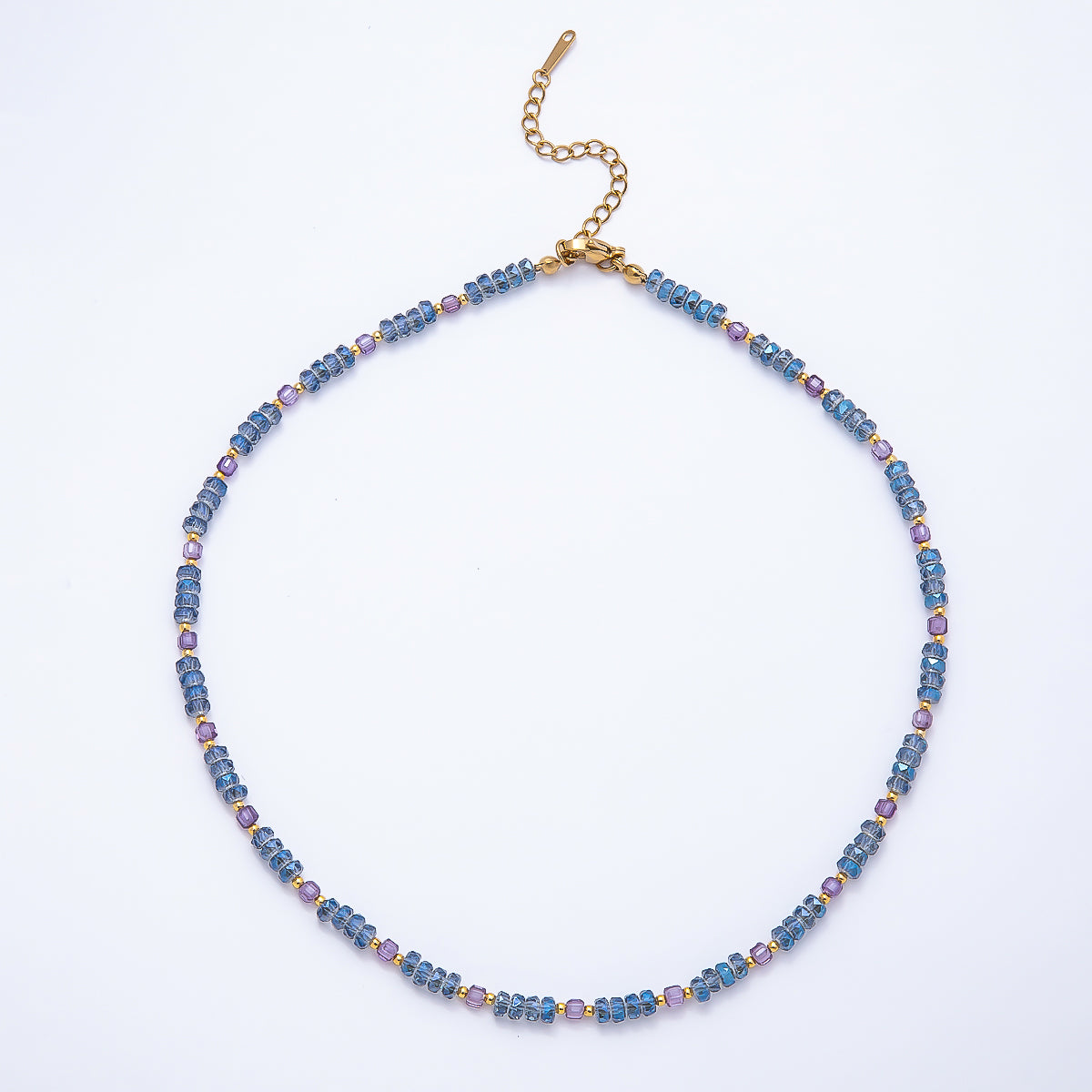 3mm Blue, Pink, Clear AB, Peach, White, Green Tube Rondelle Multifaceted Crystal Gemstone Chain 16 Inch Necklace | WA-00898 ~ WA-01015