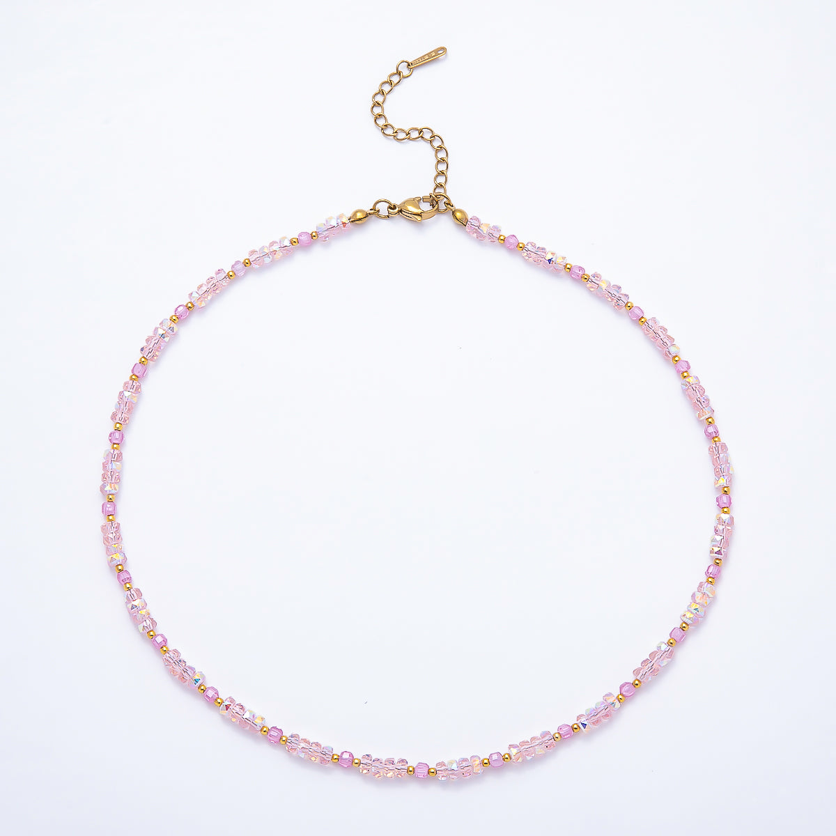 3mm Blue, Pink, Clear AB, Peach, White, Green Tube Rondelle Multifaceted Crystal Gemstone Chain 16 Inch Necklace | WA-00898 ~ WA-01015