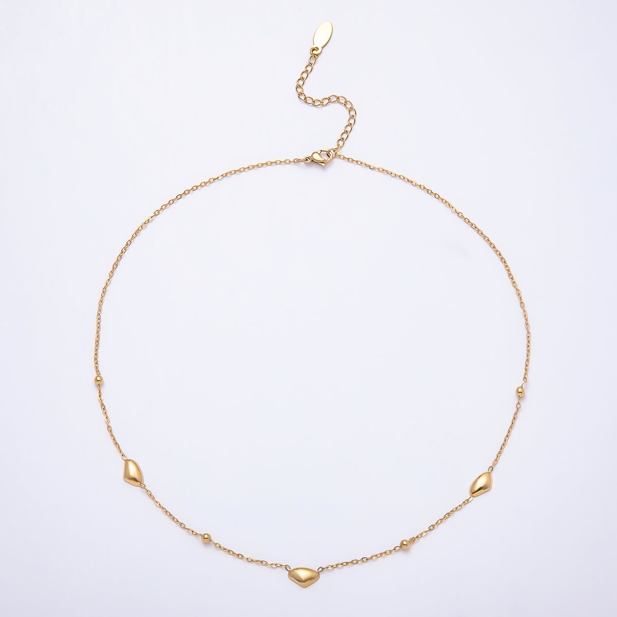 Stainless Steel 3mm Minimalist Molten Pebble Cable Chain 16 Inch Necklace | WA-00993