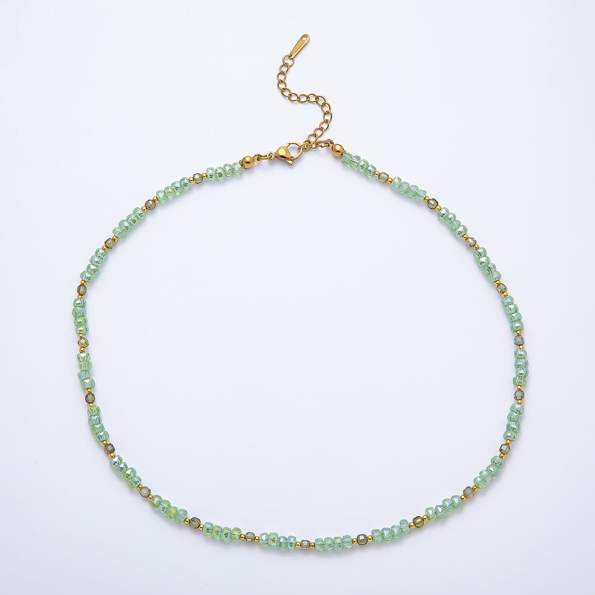 3mm Blue, Pink, Clear AB, Peach, White, Green Tube Rondelle Multifaceted Crystal Gemstone Chain 16 Inch Necklace | WA-00898 ~ WA-01015