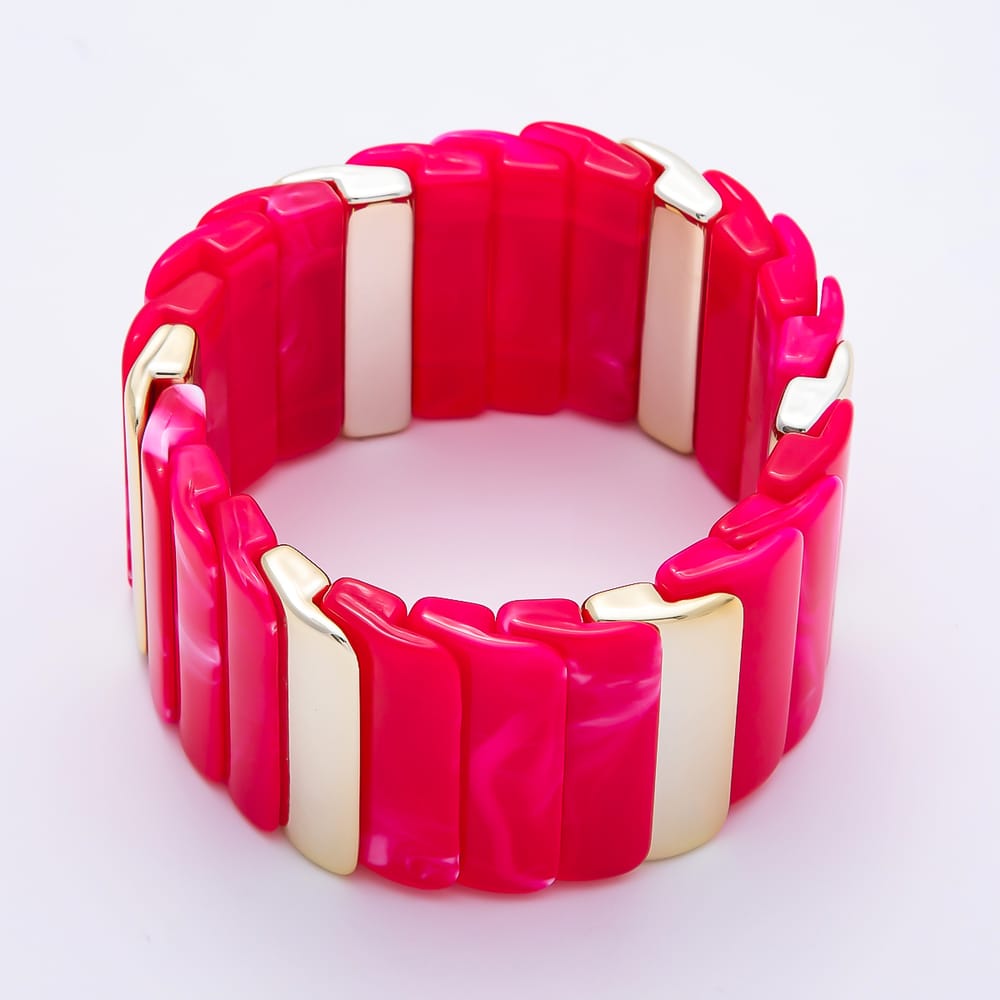 Colorful Chunky Resin Segment Stretch Bangle Bracelet | WA-01057 - WA-01063
