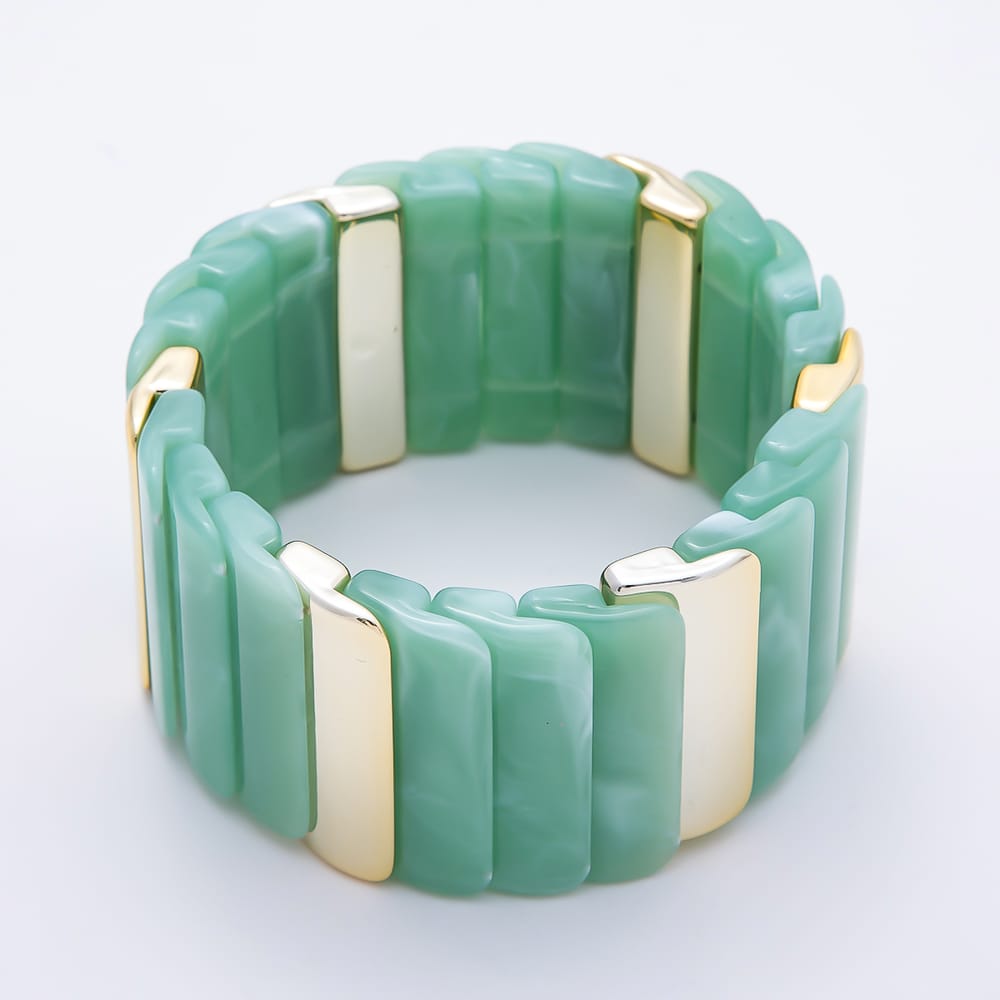 Colorful Chunky Resin Segment Stretch Bangle Bracelet | WA-01057 - WA-01063