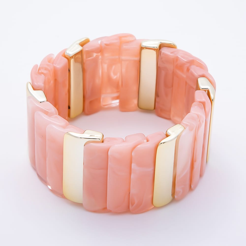Colorful Chunky Resin Segment Stretch Bangle Bracelet | WA-01057 - WA-01063