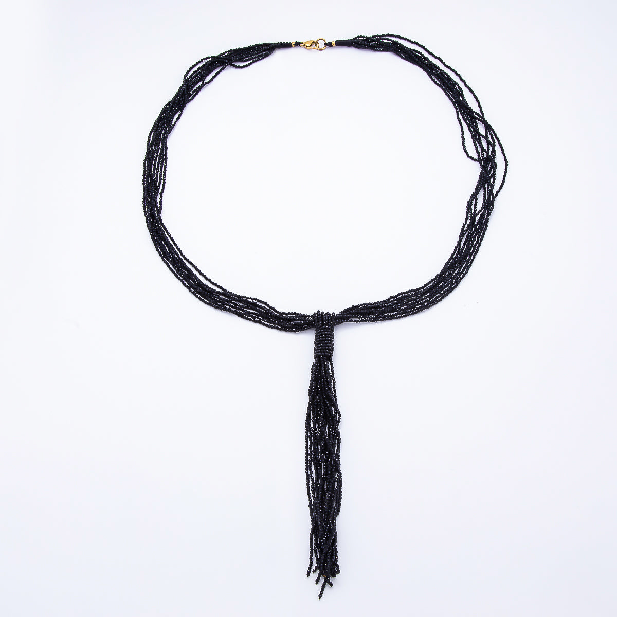 Black, Green, Blue, Grey, White Boho Multi Layer Fringe Knot Lariat Multifaceted Crystal Gemstone Chain 30 Inch Necklace | WA-01096 ~ WA-01142