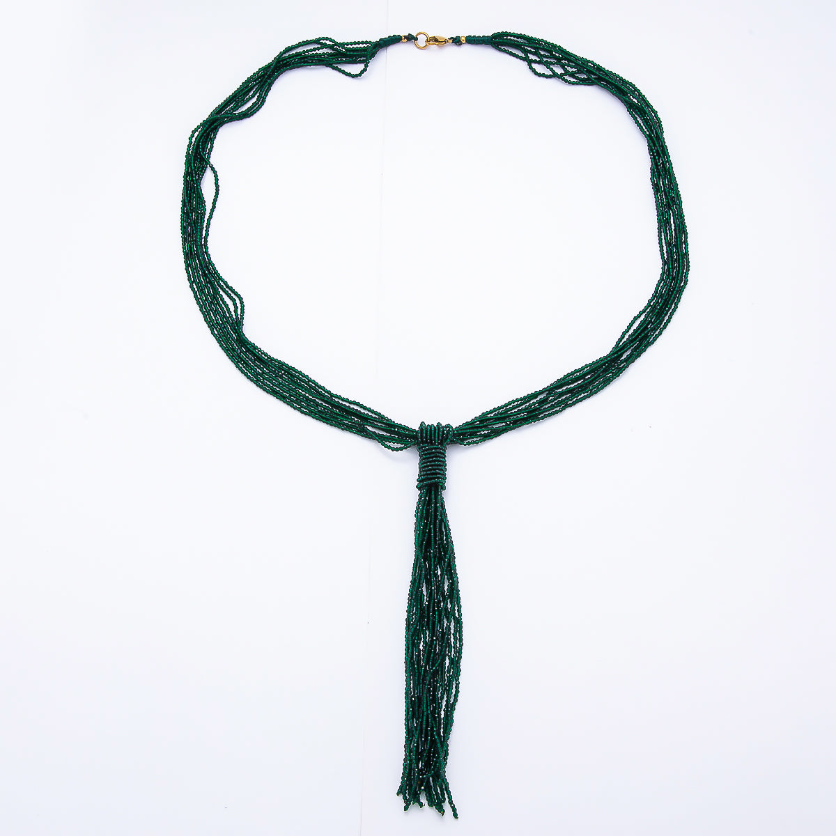Black, Green, Blue, Grey, White Boho Multi Layer Fringe Knot Lariat Multifaceted Crystal Gemstone Chain 30 Inch Necklace | WA-01096 ~ WA-01142