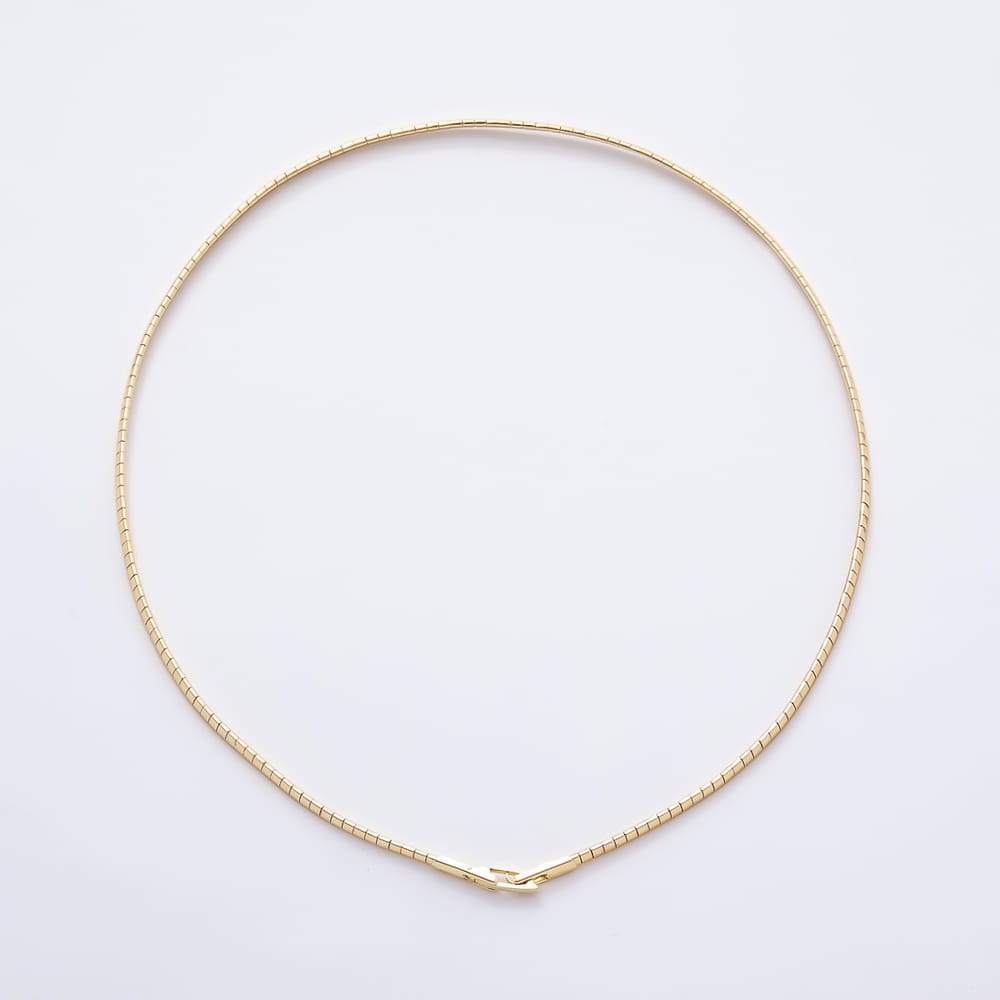 16K Gold Filled 3mm Minimalist Ribbed Lined Omega Chain 16 Inch Necklace in Gold & Silver | WA-01102 WA-01104