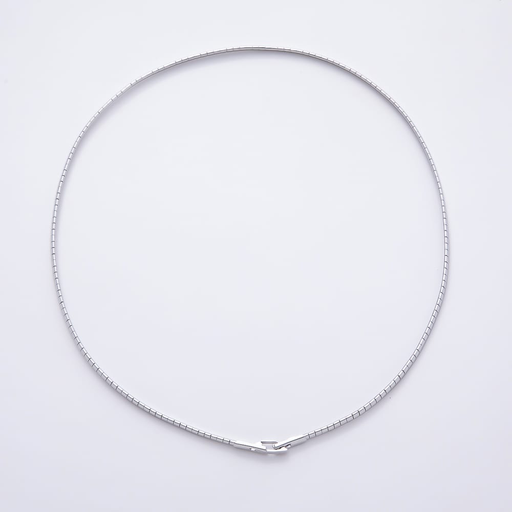 16K Gold Filled 3mm Minimalist Ribbed Lined Omega Chain 16 Inch Necklace in Gold & Silver | WA-01102 WA-01104