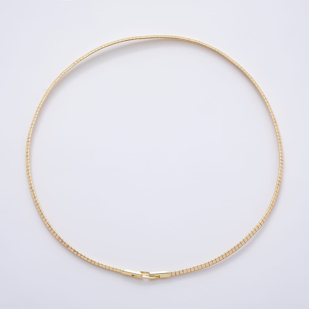 16K Gold Filled 4mm Minimalist Ribbed Lined Omega Chain 16 Inch Necklace in Gold & Silver | WA-01105 WA-01114