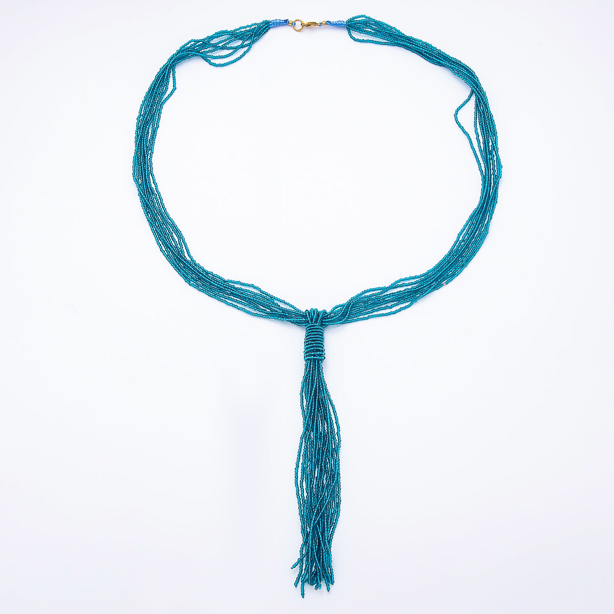 Black, Green, Blue, Grey, White Boho Multi Layer Fringe Knot Lariat Multifaceted Crystal Gemstone Chain 30 Inch Necklace | WA-01096 ~ WA-01142