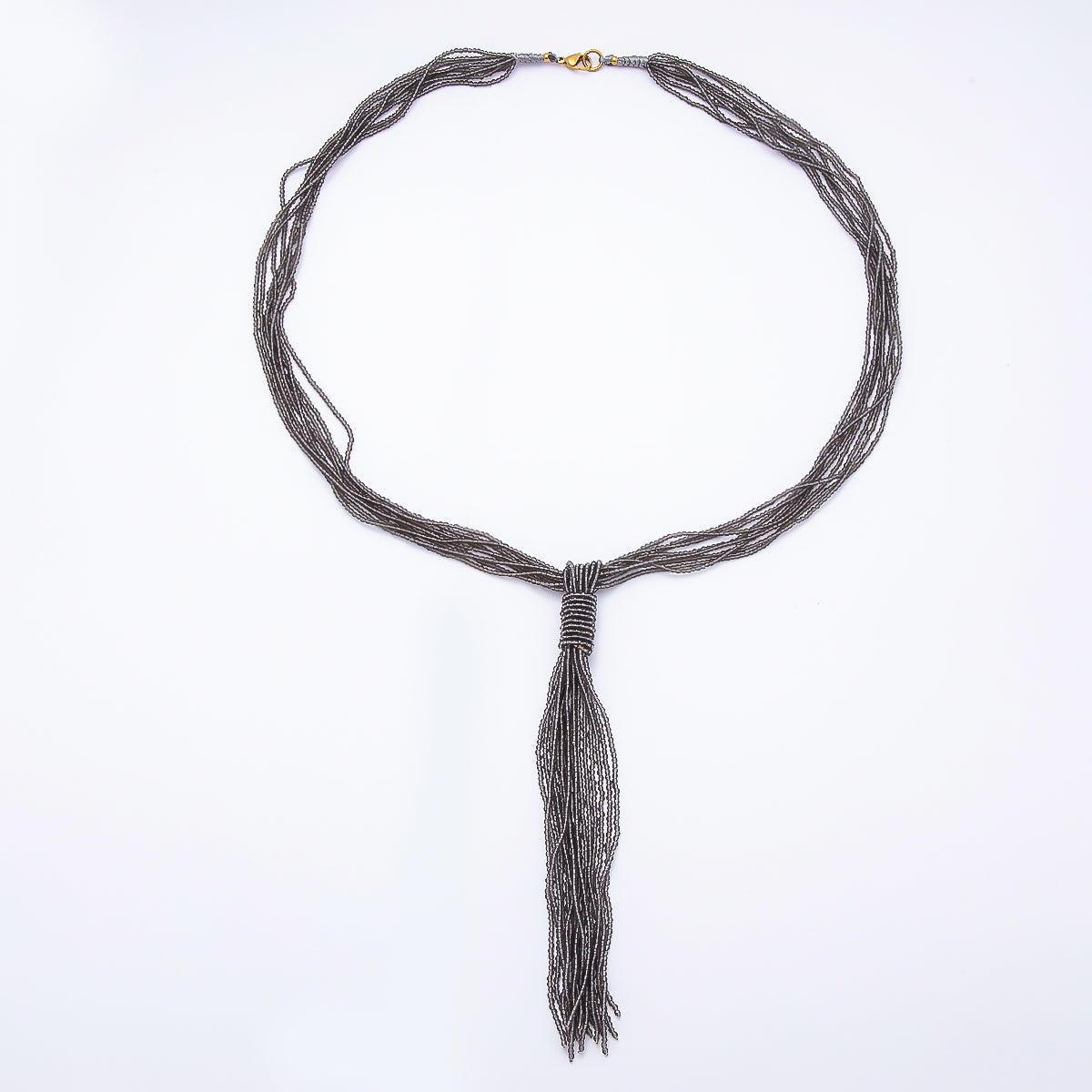 Black, Green, Blue, Grey, White Boho Multi Layer Fringe Knot Lariat Multifaceted Crystal Gemstone Chain 30 Inch Necklace | WA-01096 ~ WA-01142
