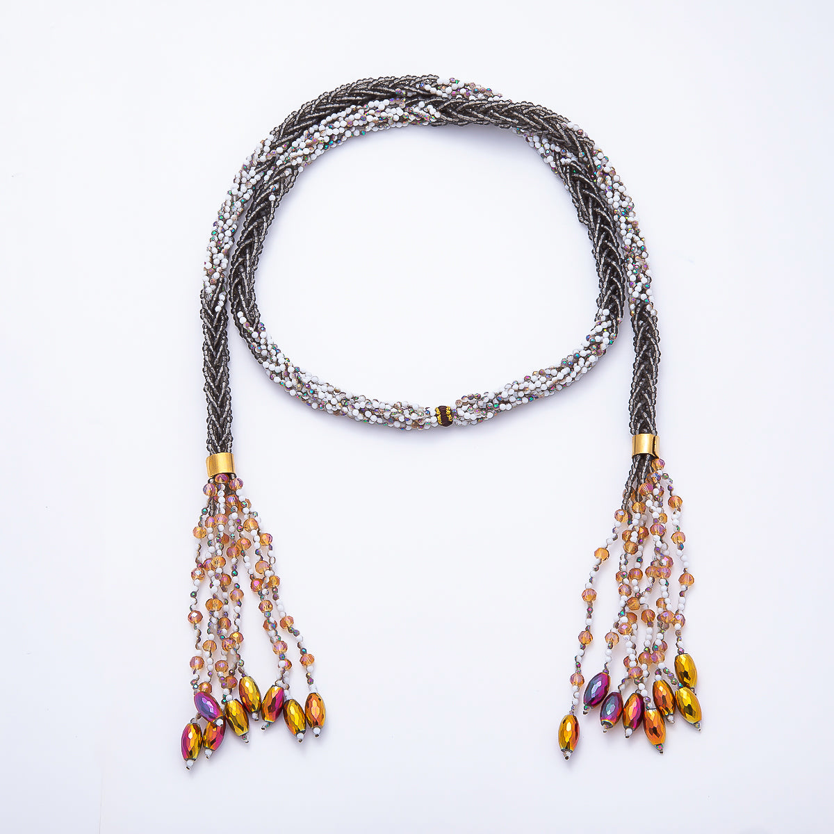 Handmade 7mm Multi Layer Fringe Knot Lariat Multifaceted Crystal Gemstone Chain 36 Inch Necklace | WA-01145 ~ WA-01307