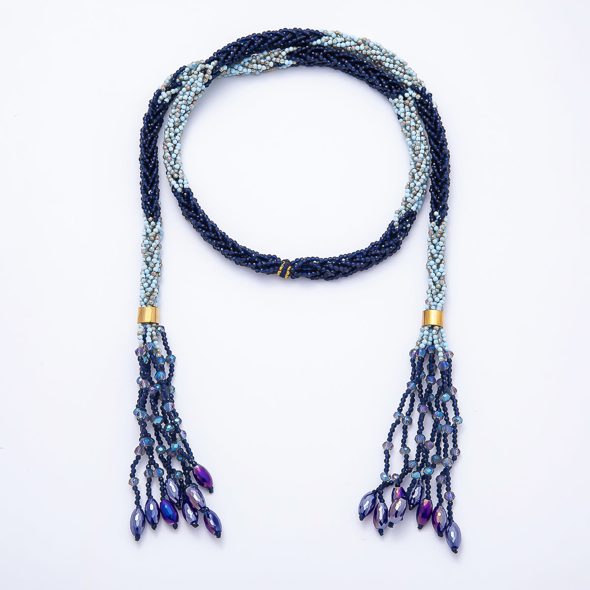 Handmade 7mm Multi Layer Fringe Knot Lariat Multifaceted Crystal Gemstone Chain 36 Inch Necklace | WA-01145 ~ WA-01307