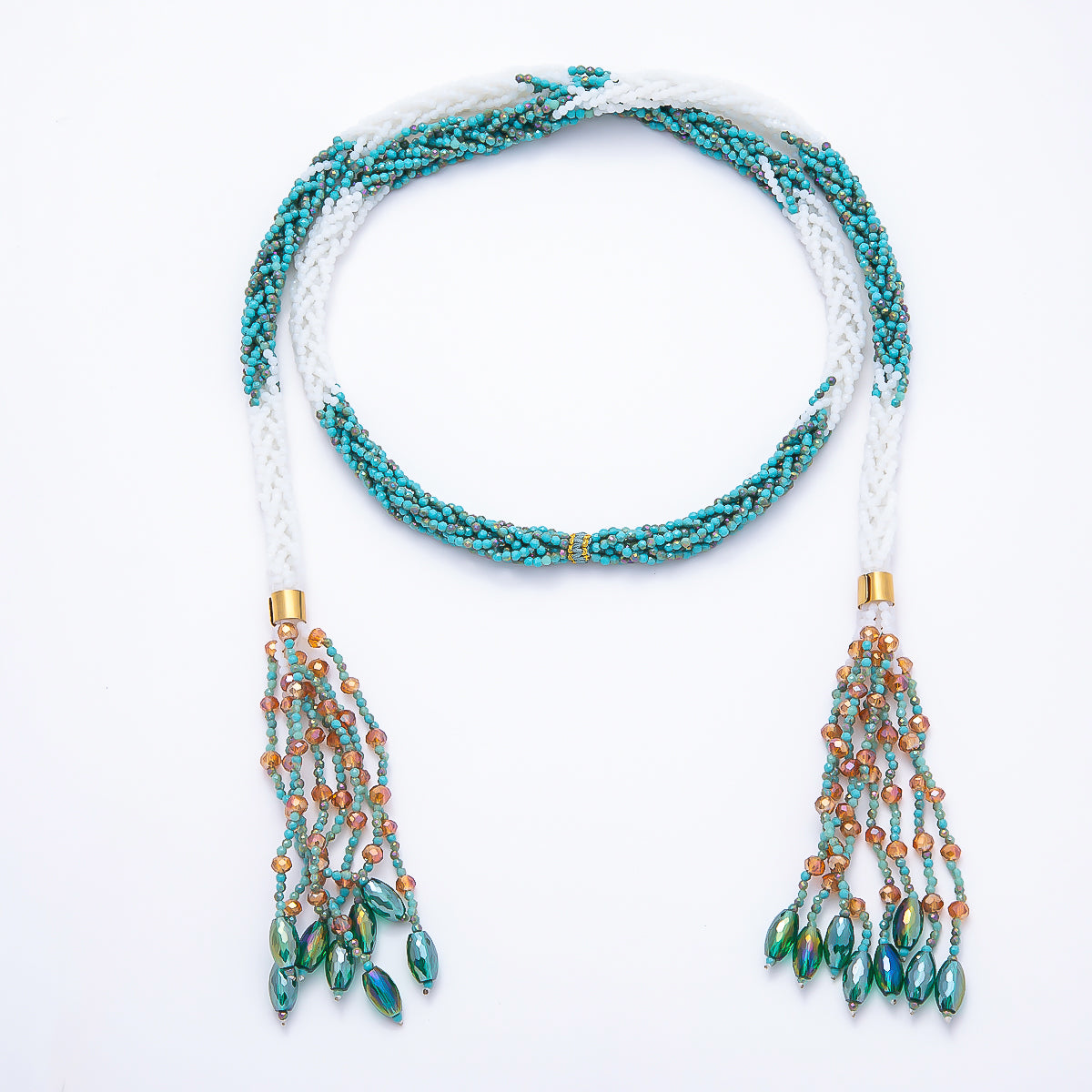 Handmade 7mm Multi Layer Fringe Knot Lariat Multifaceted Crystal Gemstone Chain 36 Inch Necklace | WA-01145 ~ WA-01307