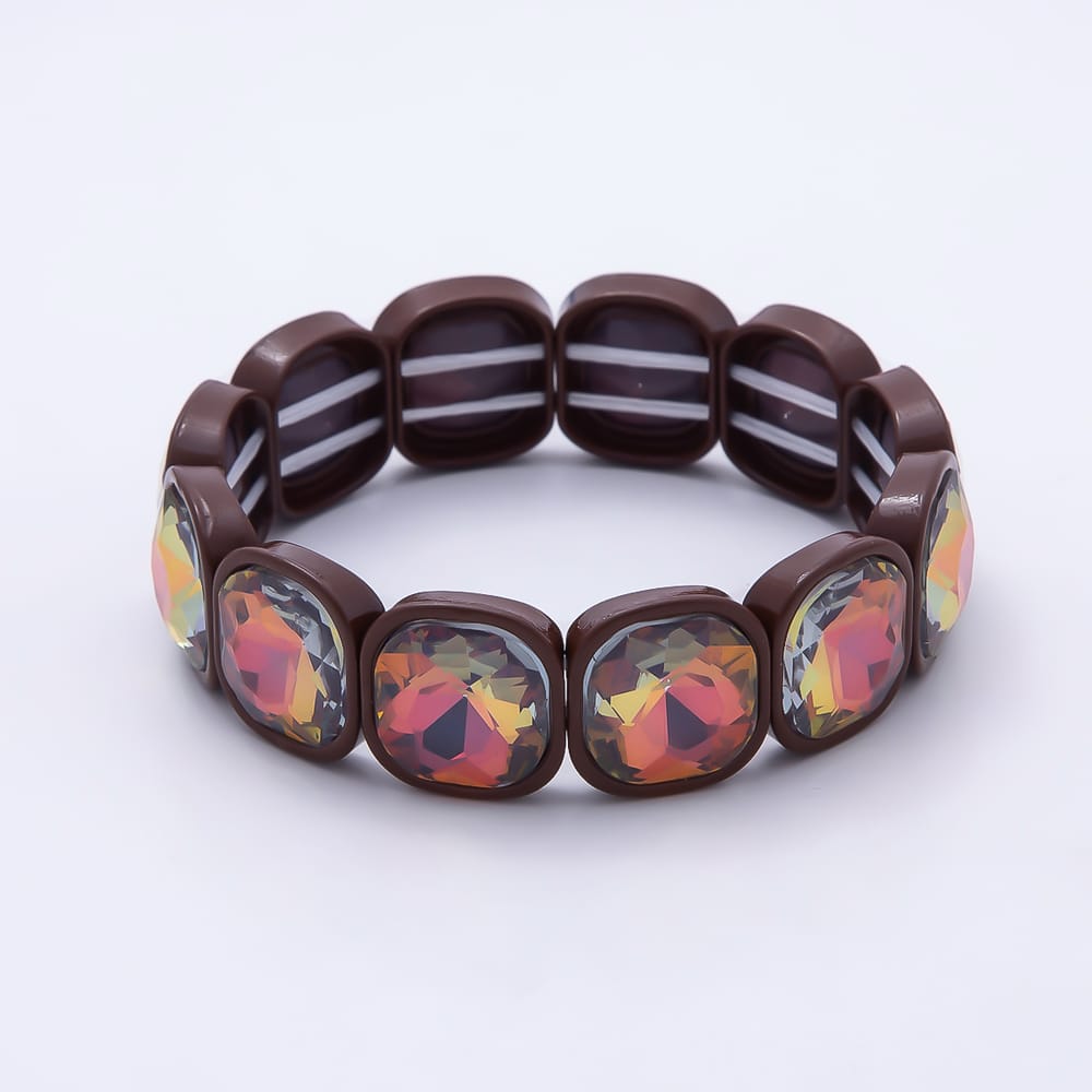 Colorful Square Cut Crystal Bracelet Stretch Tila Bracelet Stackable Jewelry WA-1205