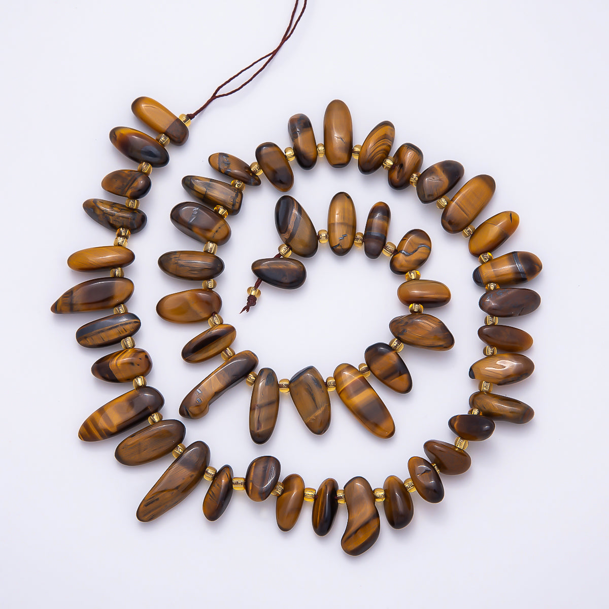 20mm Brown Tiger Eye Pebble Spiked Natural Gemstone Bead Strand Finding | WA-01213