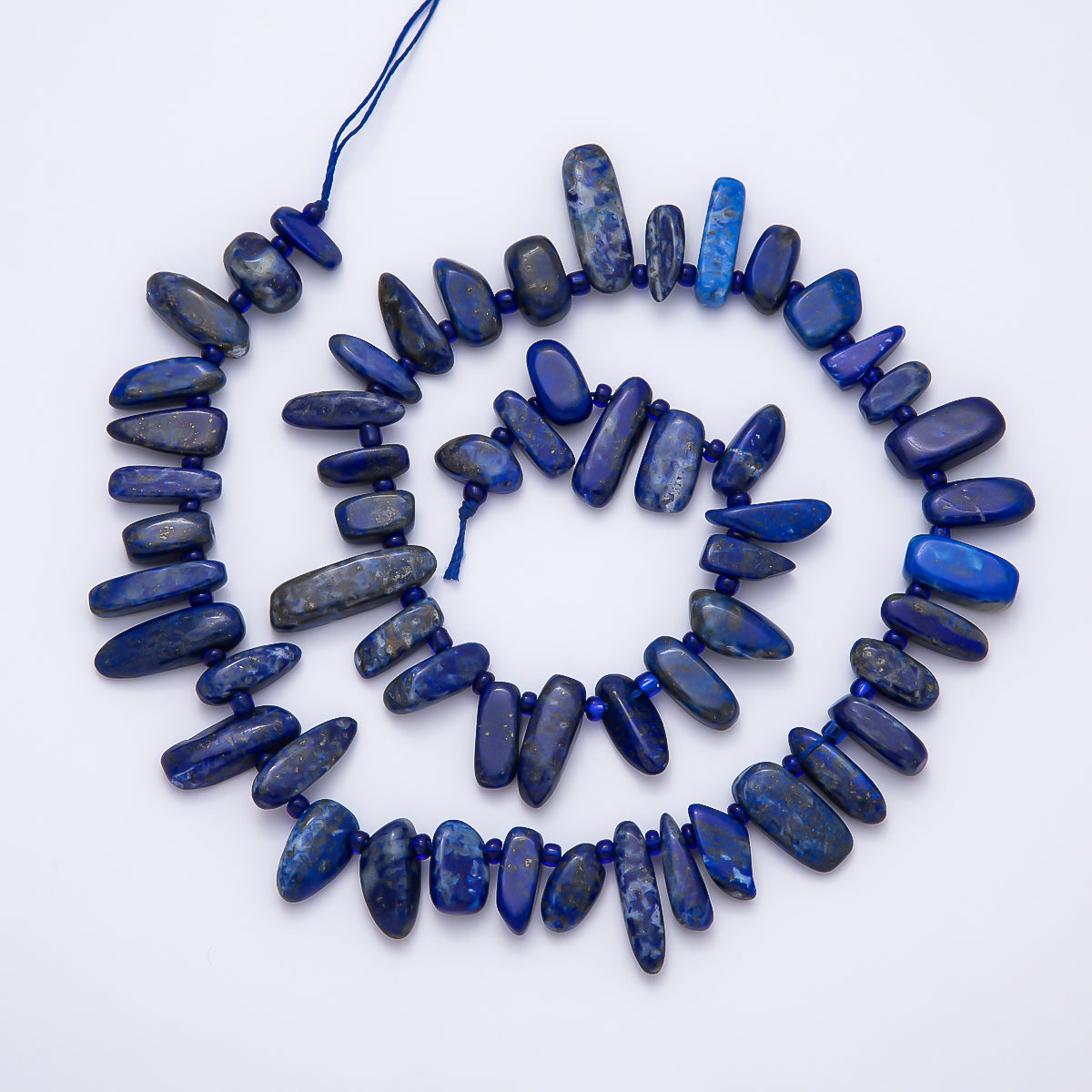 20mm Blue Lapis Lazuli Pebble Spiked Natural Gemstone Bead Strand Finding | WA-01216