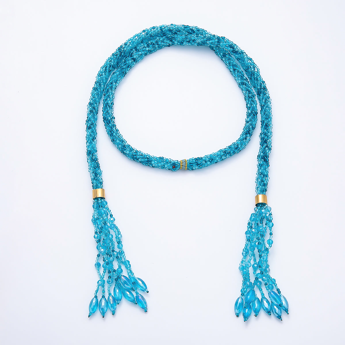 Handmade 7mm Multi Layer Fringe Knot Lariat Multifaceted Crystal Gemstone Chain 36 Inch Necklace | WA-01145 ~ WA-01307