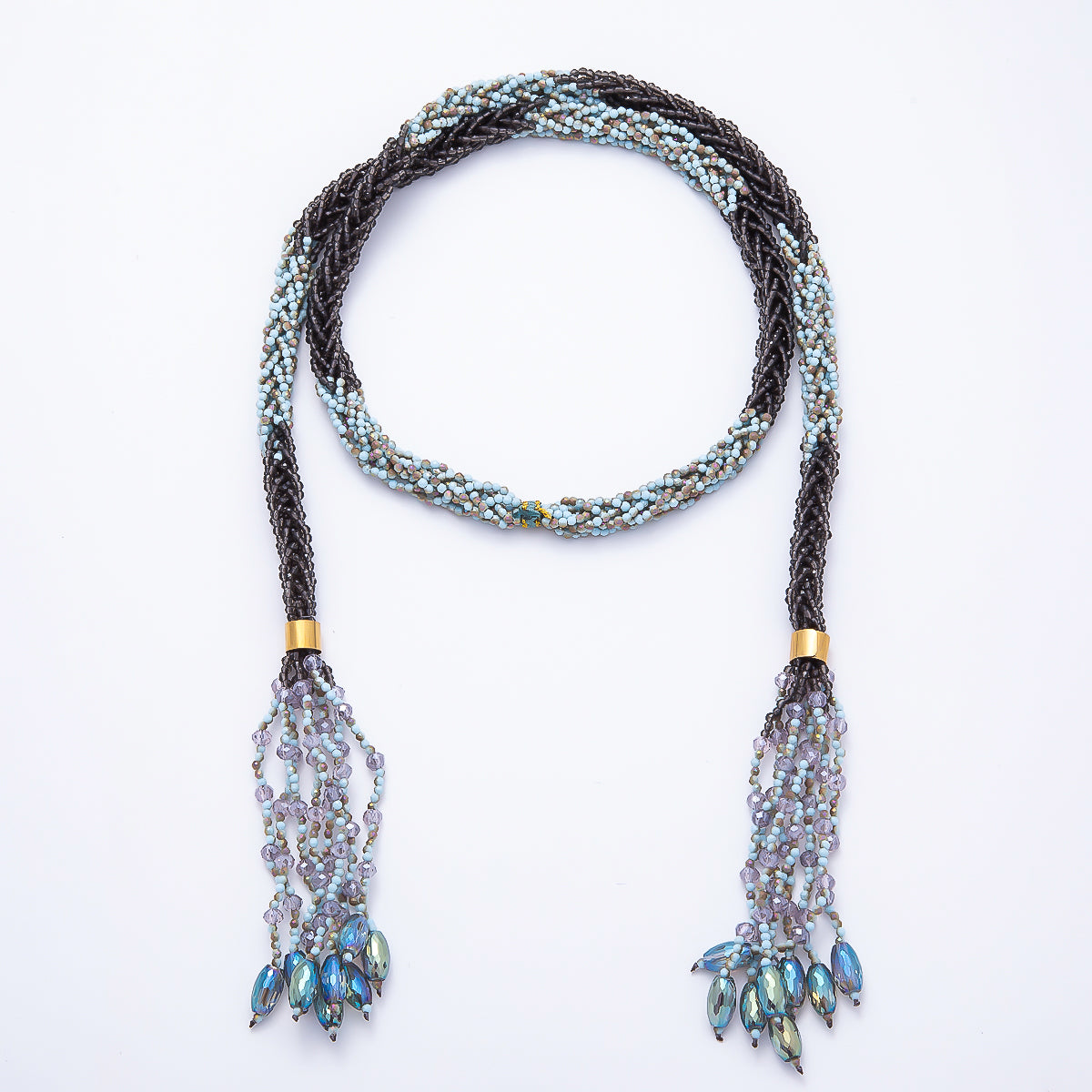 Handmade 7mm Multi Layer Fringe Knot Lariat Multifaceted Crystal Gemstone Chain 36 Inch Necklace | WA-01145 ~ WA-01307