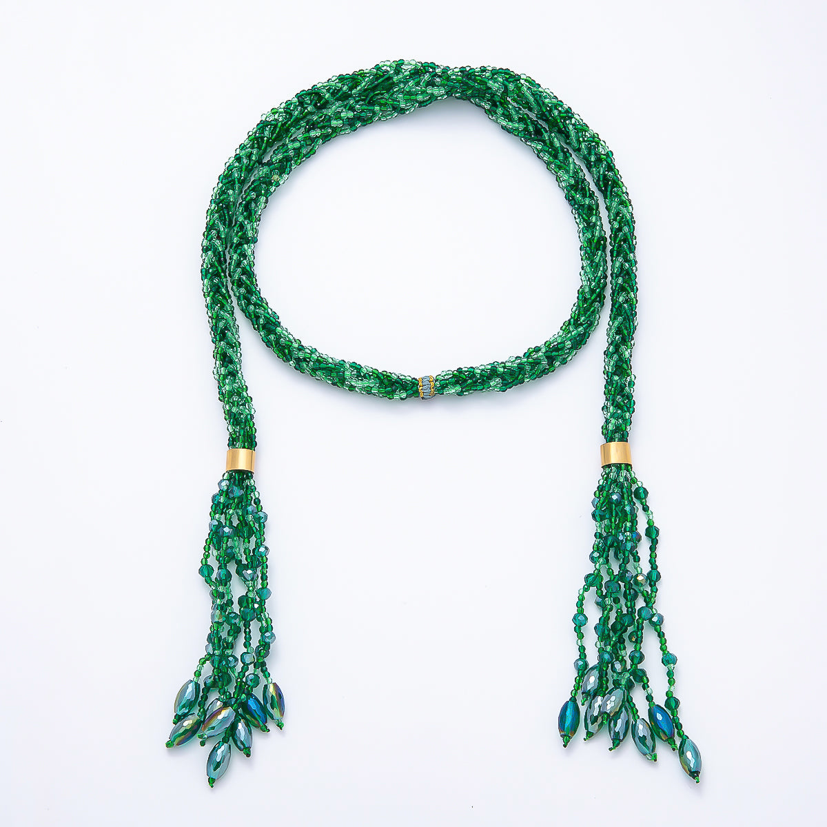 Handmade 7mm Multi Layer Fringe Knot Lariat Multifaceted Crystal Gemstone Chain 36 Inch Necklace | WA-01145 ~ WA-01307